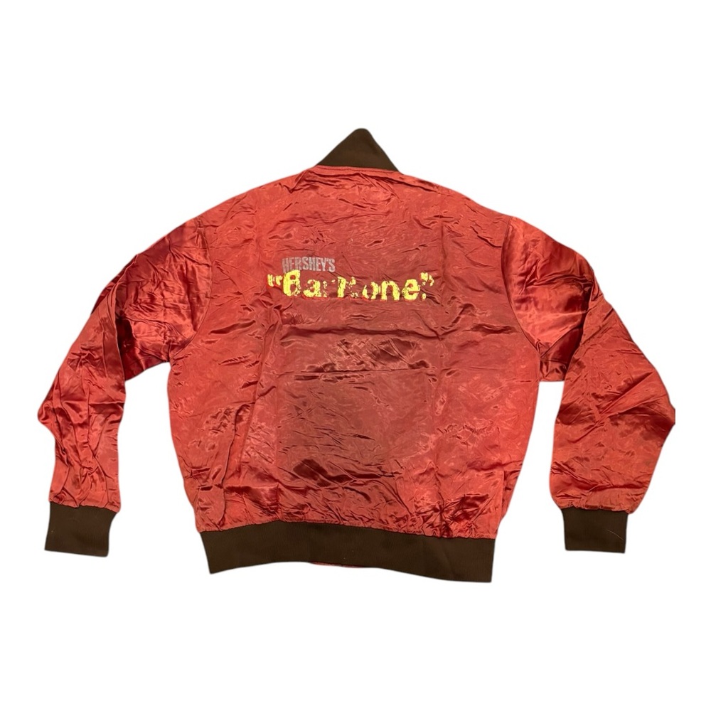 Vintage Satin Bomber Jacket Hersheys Bar None Large Pyramid